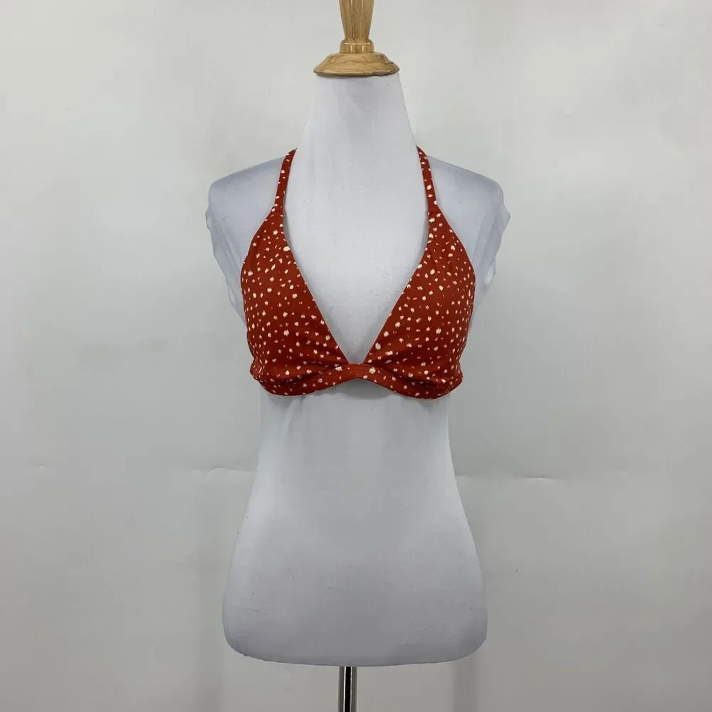 Chelsea28 Red Elevated Triangle Bikini Top Womens M Medium Padded Halter Tie